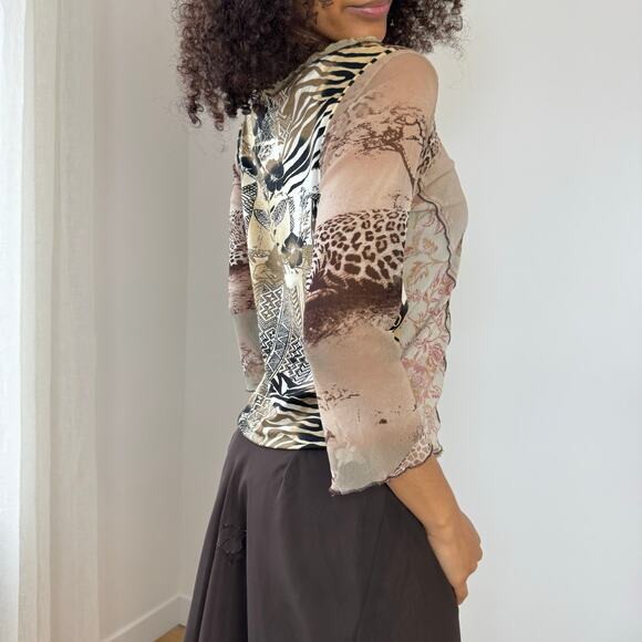 Vintage Y2K Tribal Mesh Top (M) - Picture 3 of 9